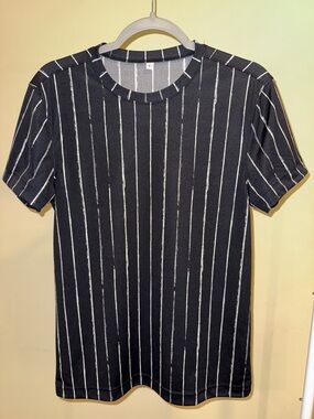J.Lindeberg Black Pinstripe Crew Neck Tee